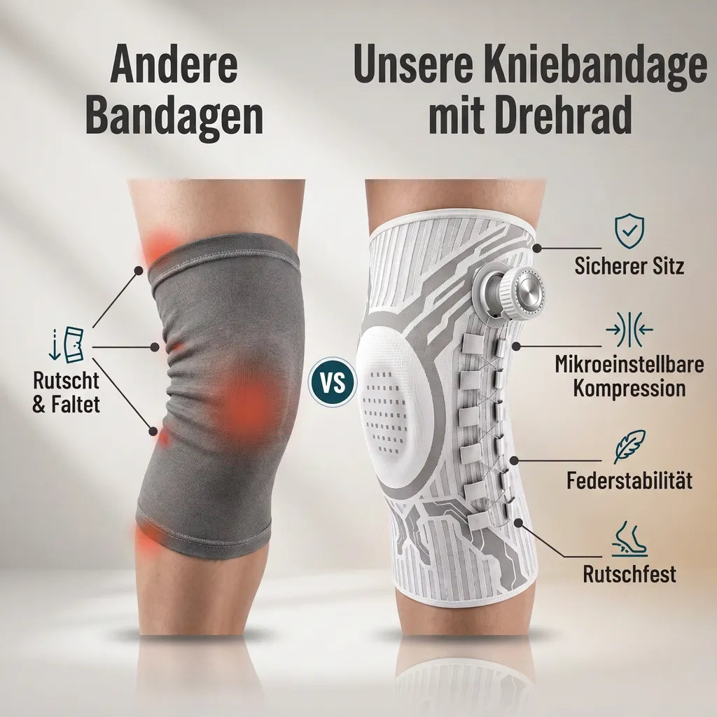 Verstellbare Kniebandage mit Drehrad