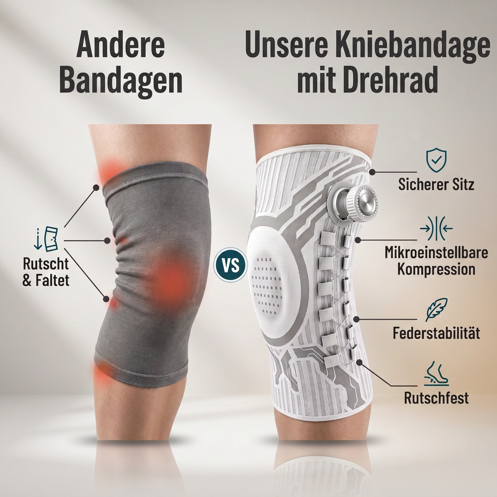 Verstellbare Kniebandage mit Drehrad